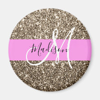 Glam Pink Champagne Gold Glitzer Sparkone Monogram