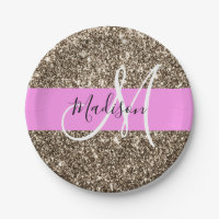 Glam Pink Champagne Gold Glitzer Sparkone Monogram