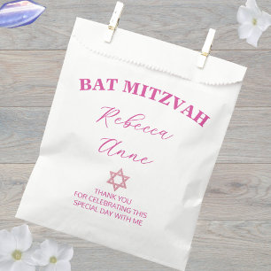 Glam Pink Chic Danke Bat Mitzvah Party Geschenktütchen