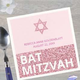 Glam Pink Chic Elegant Religiöser Bat Mitzvah Serviette