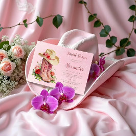 Glam Pink Cowgirl Boots Bridal Shower Einladung