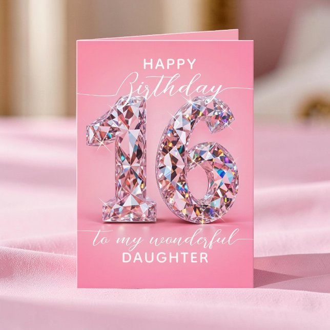 Glam Pink Diamant Glanz Süße 16 Geburtstag Karte (Von Creator hochgeladen)