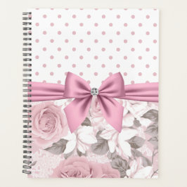 Glam Pink Diamond Bow Floral Polka Dots Planer