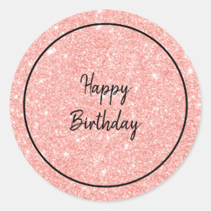 Glam Pink Glitzer Alles Gute zum Geburtstag Runder Aufkleber