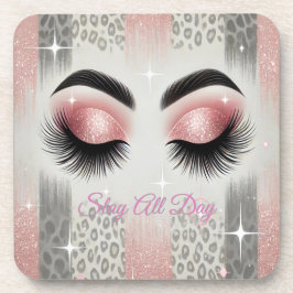 Glam Pink Glitzer Eyelashes Getränkeuntersetzer