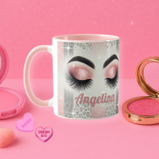 Glam Pink Glitzer Eyelashes Tasse