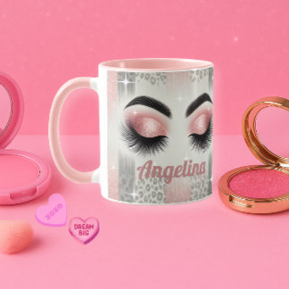 Glam Pink Glitzer Eyelashes Tasse