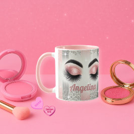 Glam Pink Glitzer Eyelashes Tasse