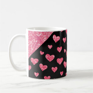 Glam Pink Glitzer Herz Sparkle Romantik Kaffeetasse