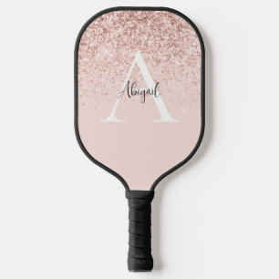 Glam Pink Glitzer Individuelle Name & Initial Pickleball Schläger