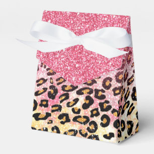 Glam Pink Glitzer Leopard Muster Geschenkschachtel