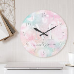 Glam Pink Glitzer Pastel Girly Pattern Runde Wanduhr<br><div class="desc">Personalisieren Sie dieses hübsche rosa Glitzer-Muster einfach mit Ihrem individuelle Name und/oder Monogramm.</div>