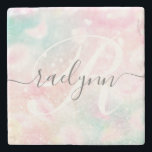 Glam Pink Glitzer Pastel Girly Pattern Steinuntersetzer<br><div class="desc">Personalisieren Sie dieses hübsche rosa Glitzer-Muster einfach mit Ihrem individuelle Name und/oder Monogramm.</div>