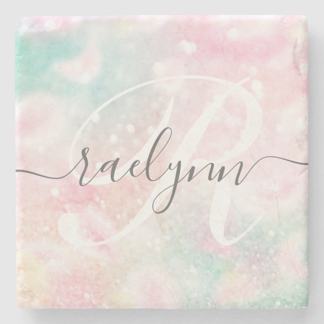 Glam Pink Glitzer Pastel Girly Pattern Steinuntersetzer (Vorderseite)