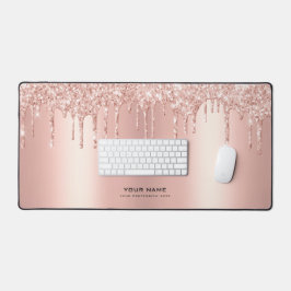 Glam Pink Glitzer Tropfen | INDIVIDUELLE NAME Schreibtischunterlage