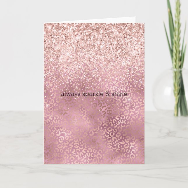 Glam Pink Glitzy Glitzer Leopard Print Karte (Vorderseite)