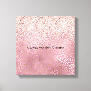 Glam Pink Glitzy Glitzer Leopard Print Leinwanddruck