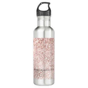 Glam Pink Glitzy Glitzer Leopard Printinspiration Edelstahlflasche