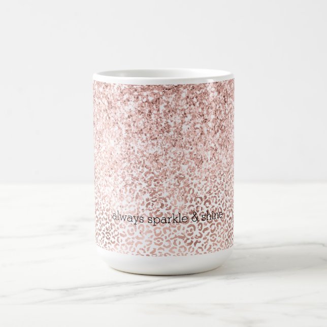 Glam Pink Glitzy Glitzer Leopard Printinspiration Kaffeetasse (Mittel)