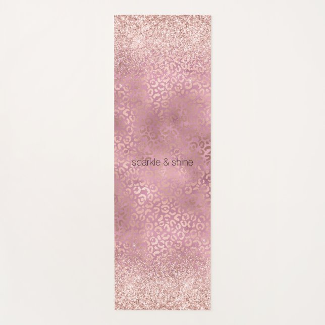 Glam Pink Glitzy Glitzer Leopard Printinspiration Yogamatte (Vorderseite)