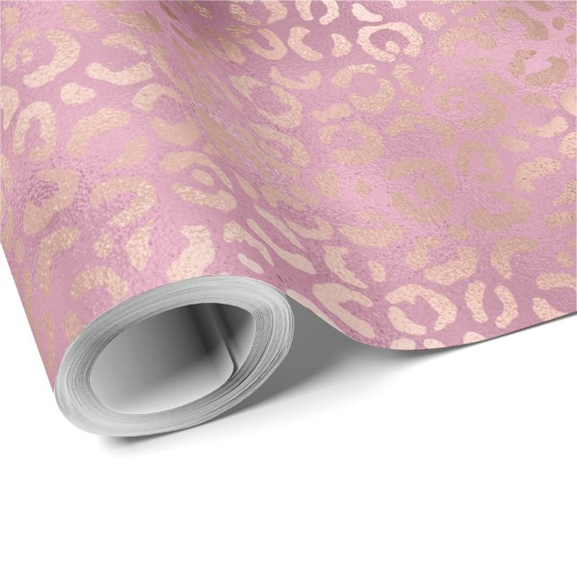 Glam Pink Glitzy Leopard Print Geschenkpapier (Rolleneckpunkt)