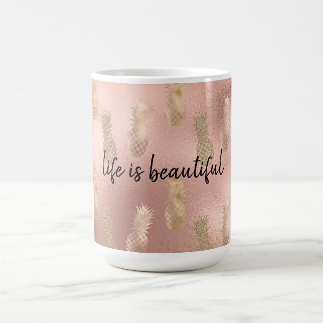 Glam Pink Gold Ananas Kaffeetasse (Mittel)