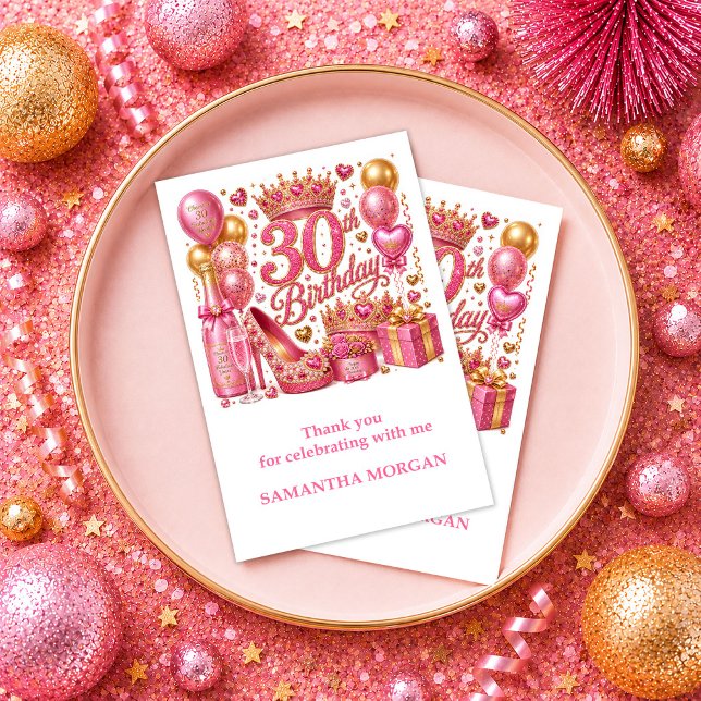 Glam Pink Gold Glitter 30. Geburtstag Danke (Glam Pink Gold Glitter 30th Birthday Thank You

)