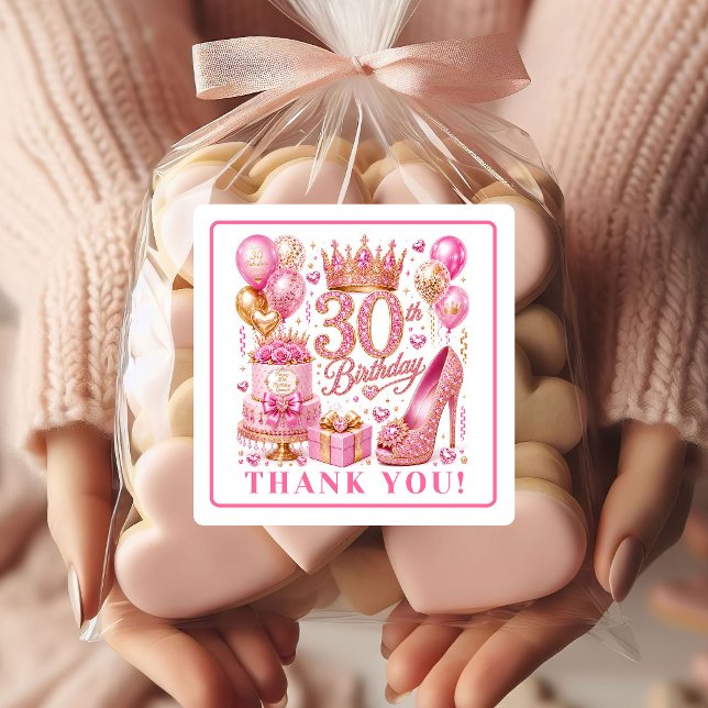 Glam Pink Gold Glitter 30. Geburtstag Sticker (Glam Pink Gold Glitter 30th Birthday Stickers

)