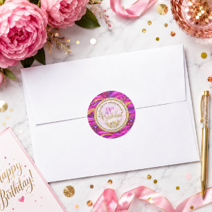 Glam Pink Gold Juwelen Strata 101. Geburtstag Runder Aufkleber