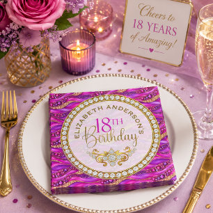 Glam Pink Gold Juwelen Strata 18. Geburtstag Serviette