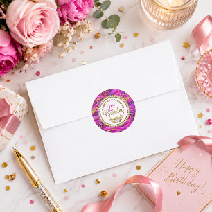 Glam Pink Gold Juwelen Strata 21. Geburtstag Runder Aufkleber
