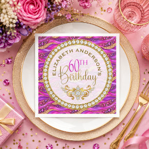 Glam Pink Gold Juwelen Strata 60. Geburtstag Serviette