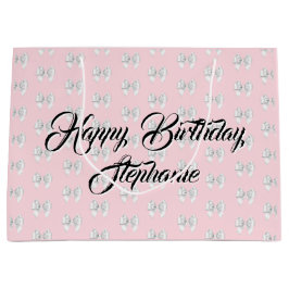 Glam Pink Individuelle Name Tiffany Thema White Bo Große Geschenktüte