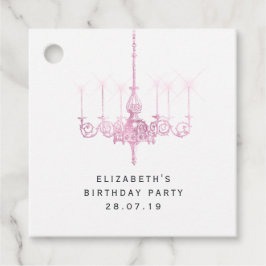 Glam Pink Kronleuchter und Sequins Geschenkanhänger