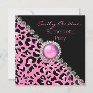 Glam Pink Leopard Junggesellinnenabschied Einladun Einladung