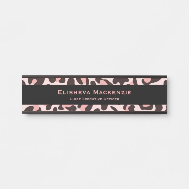 Glam Pink Leopard Print Door Signature Name Plate Türschild (Vorderseite )