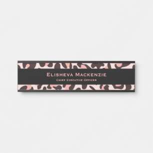 Glam-Pink Leopardendruck-Türschild Namensschild