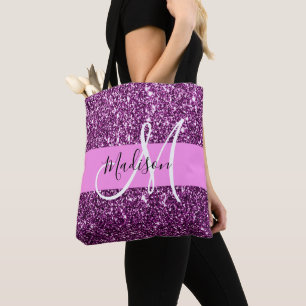Glam Pink & Lila Glitzer Glitzern Monogramm Name