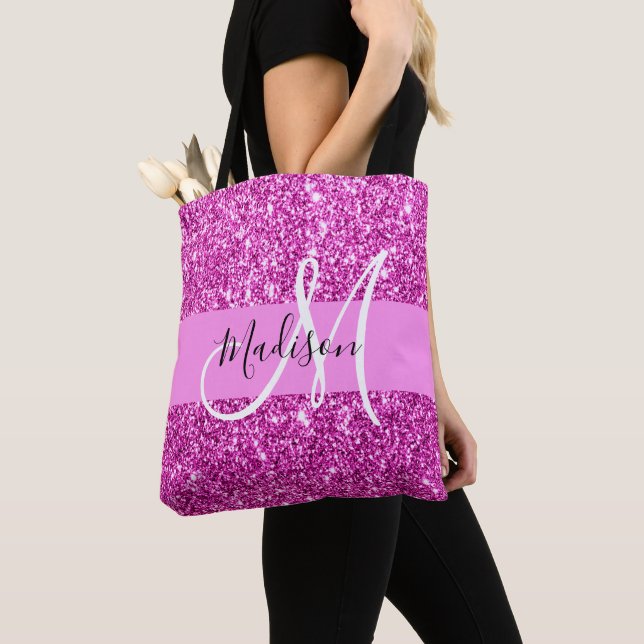 Glam Pink & Magenta Glitzer Sparkle Monogram Name (Von Nahem)