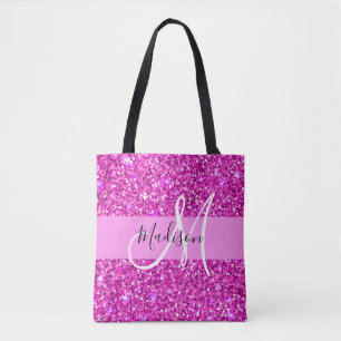 Glam Pink & Magenta Glitzer Sparkle Monogram Name