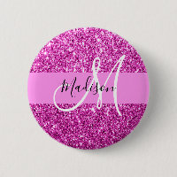 Glam Pink & Magenta Glitzer Sparkle Monogram Name