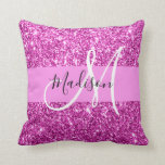 Glam Pink & Magenta Glitzer Sparkle Monogram Name Kissen<br><div class="desc">Glam rosa und magenta Glitzer Glitzern weiße Monogramm Name und erste Kopfkissen zu werfen. Individuelle Name und Monogramm sind in einem handgeschriebenen,  eleganten Skript mit rosa Hintergrund geschrieben. Ein perfektes Geburtstag- oder Weihnachtsgeschenk!</div>