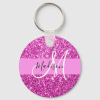 Glam Pink & Magenta Glitzer Sparkle Monogram Name