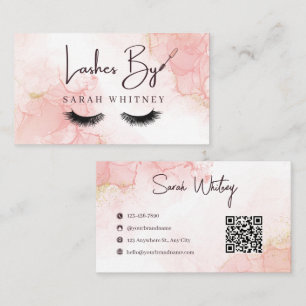 Glam Pink Marble Wimpern Artist Visitenkarte