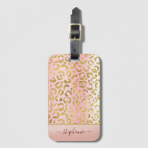 Glam Pink Ombre Gold Leopard Muster Personalisiert
