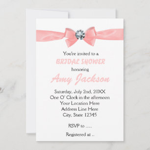 Glam Pink Peach Diamant Bogen Braut Einladung