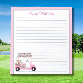 Glam Pink Personalisiert Golf Warenkorb Name Linke Notizblock