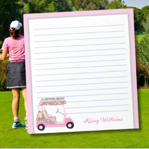 Glam Pink Personalisiert Golf Warenkorb Name Linke Notizblock