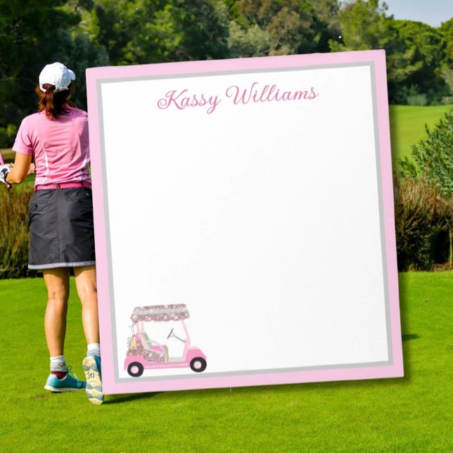 Glam Pink Personalisierter Golfplatz Name Notizblock (Von Creator hochgeladen)