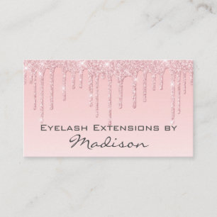 Glam Pink Rose Gold Glitzer Tropfen Makeup Eyelash Visitenkarte